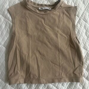 Zara Cropped Beige Tank Top